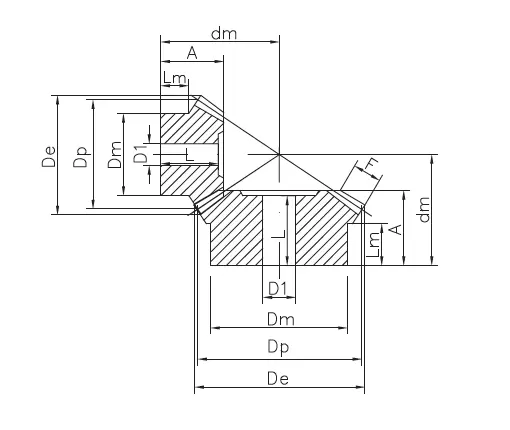 Coppie coniche – Resina Acetalica (POM-C)(S-Speed) – Rapporto 1:2