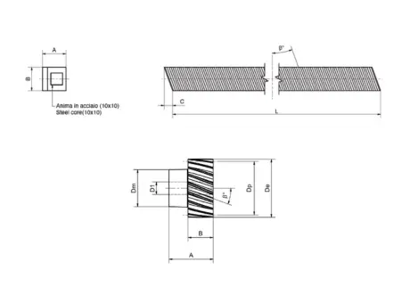 Cremagliera Elicoidale con Anima in Acciaio e Pignoni Elicoidali – Nylon