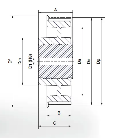 Pulegge – Con inserto in alluminio – HTD – Nylon 20 passo 8mm